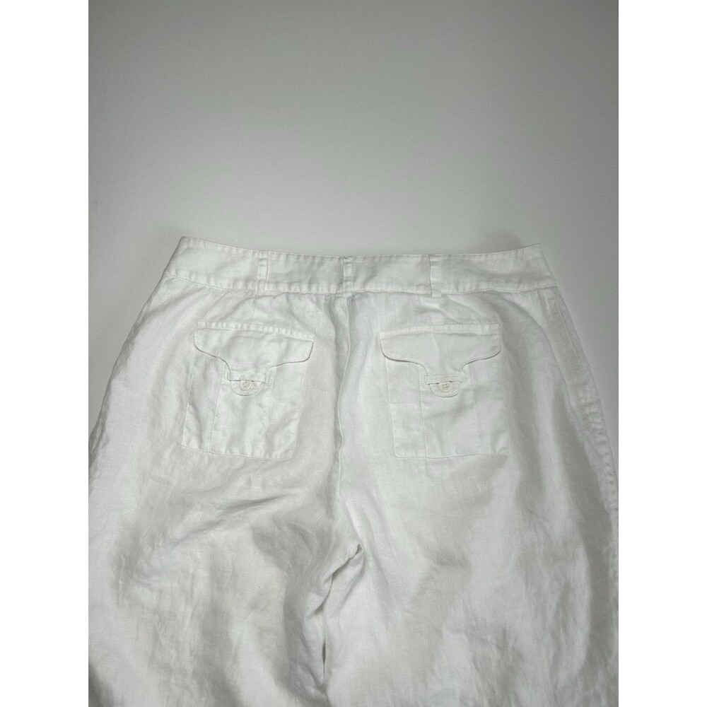 INC White Linen Pants Cropped Lined Soft Wide Leg Coastal Resort Size 8P - Picture 13 of 16